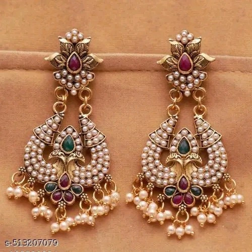 Classic Look Golden Heavy Earrings Jewelry For Bridal Wedding Wear Jewelry