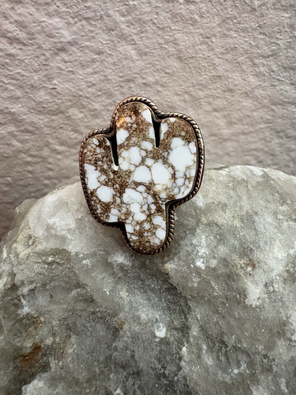 Copper Adjustable Cactus Wild Horse Stone Statement Ring