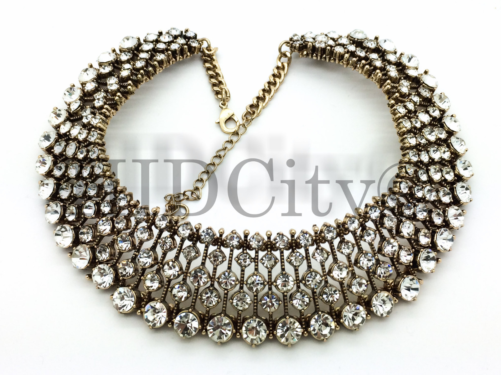 Vintage Beaded Crystal Chunky Statement Necklace USA SELLER