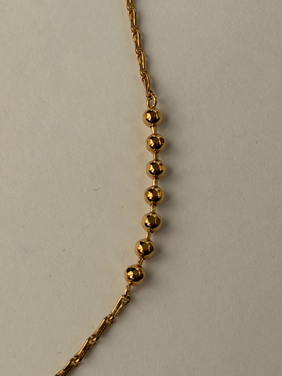 NWT Saint Laurent YSL Ball & Wheat Chain Station Gold Tone Brass Necklace $695
