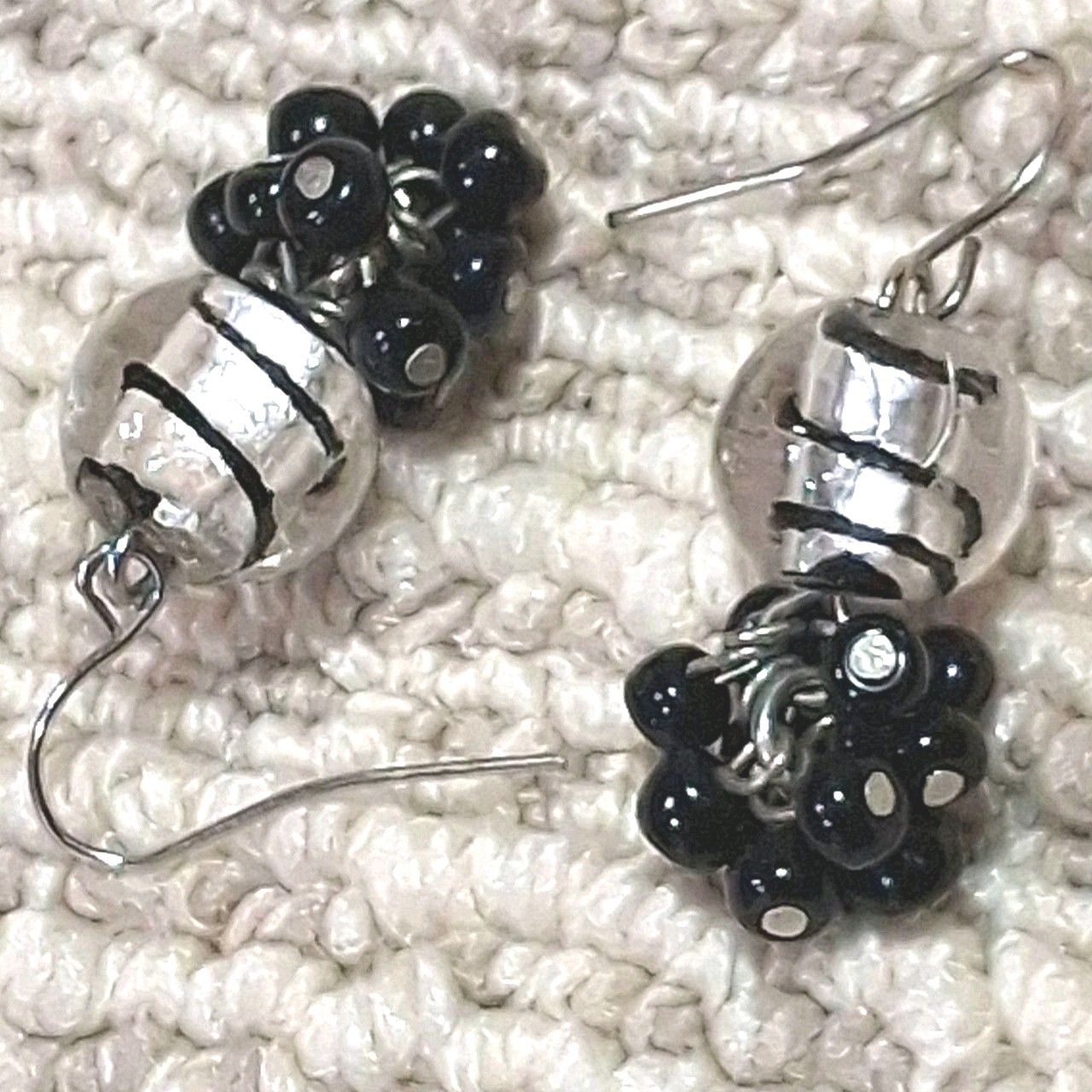 Onyx Lucite Sphere Tiered Statement Pierced Jewelry Women Stylish Retro Earrings