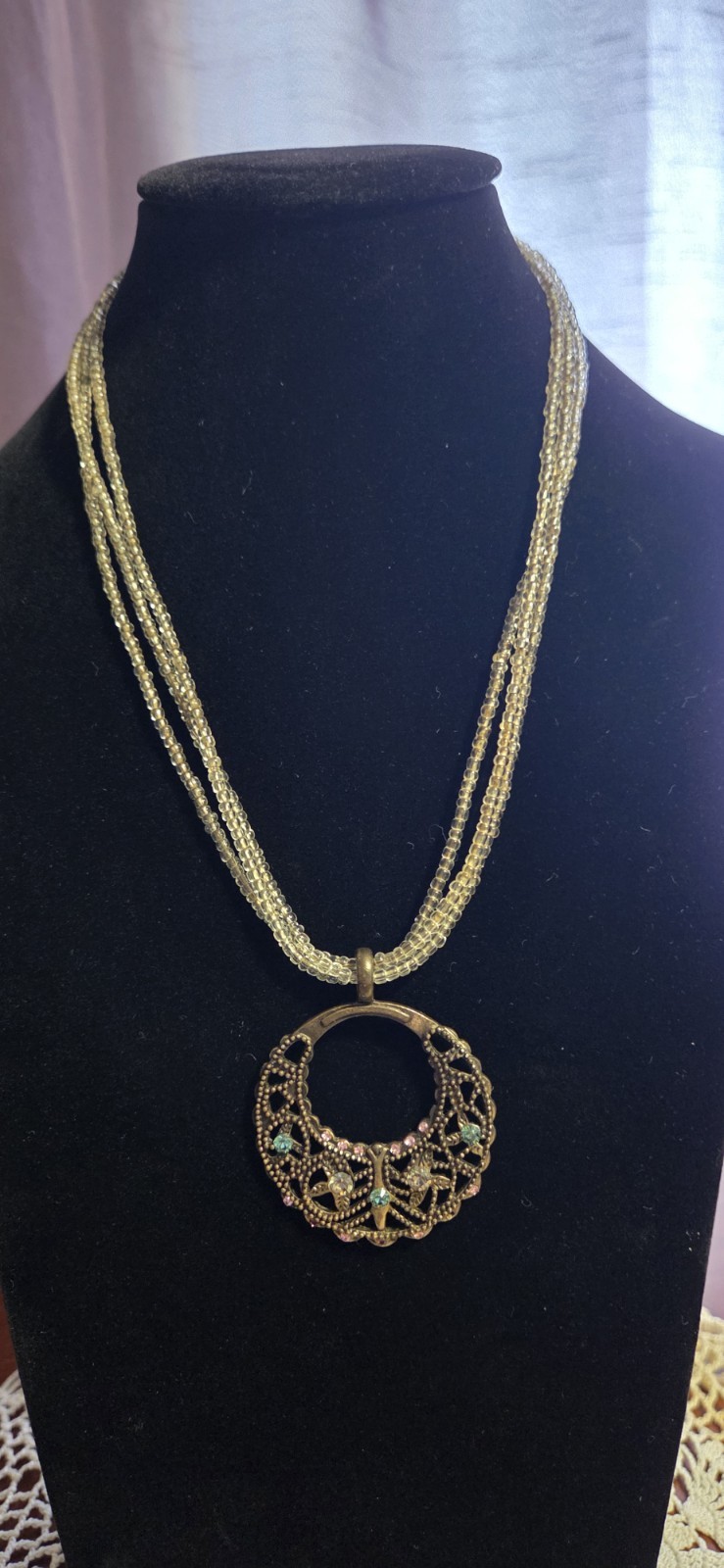 Lia Sophia Bronze Plate Pendant Multi Strand Necklace Women’s