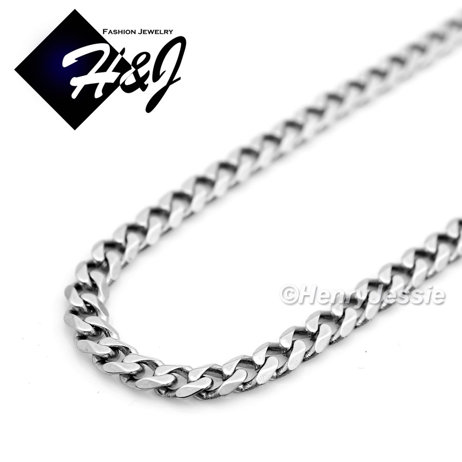 16-36″MEN WOMEN Stainless Steel 3mm Silver Miami Cuban Curb Link Chain Necklace