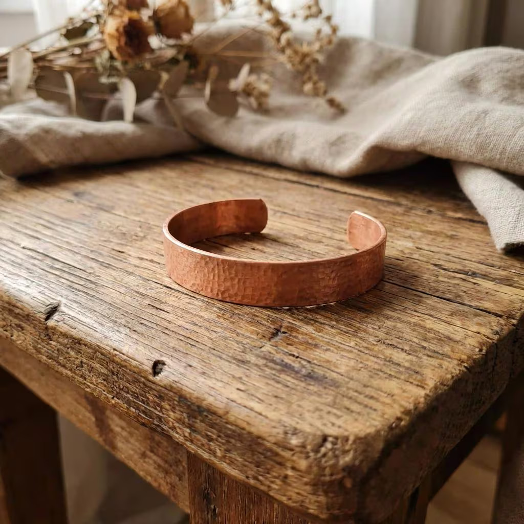 Artisan Hand-Forged Copper Hand-Hammered Rustic Cuff – Handmade Boho Gift