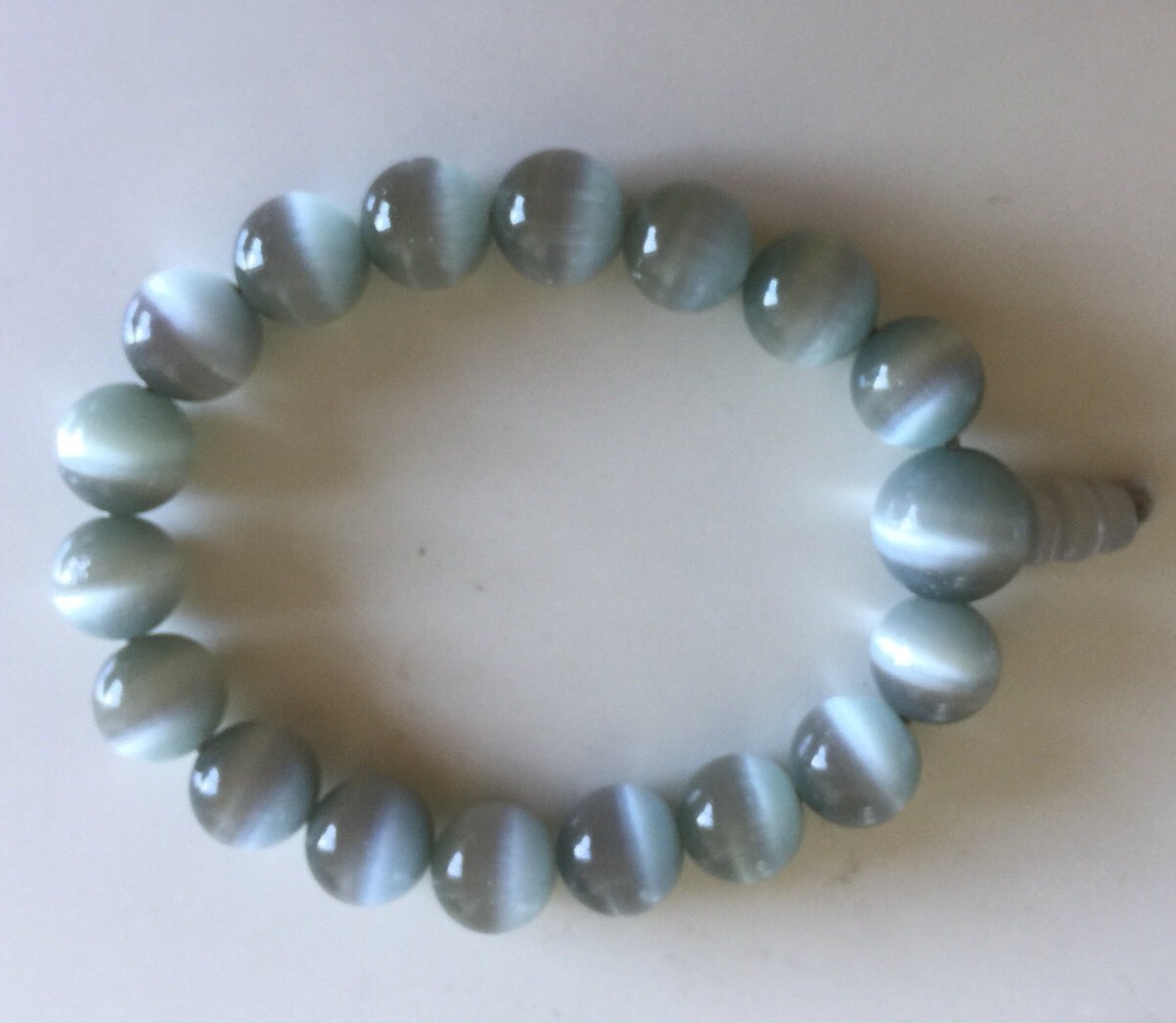 1999 Y2K Neiman Marcus Stella Pace Bracelet Cat’s Eye Powerbeads in Silver Gray