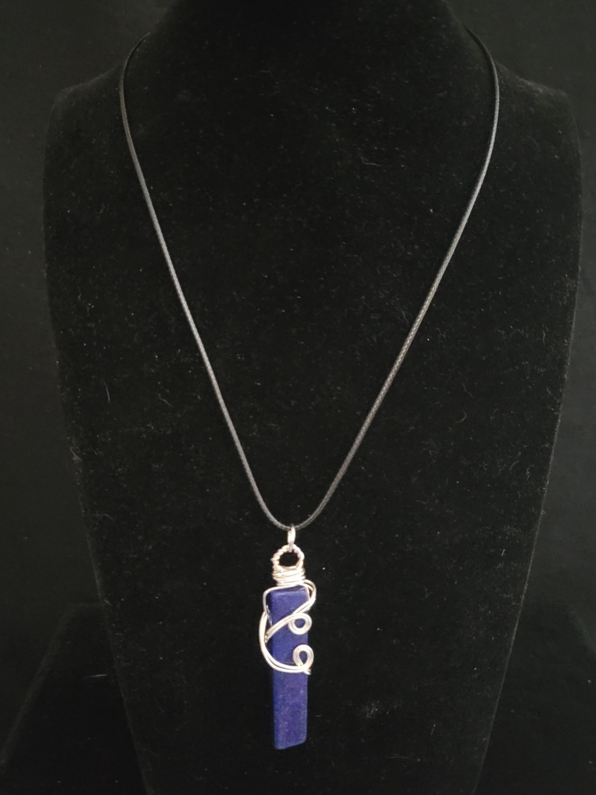 Handcrafted Wire-Wrapped Lapis Lazuli Tower Necklace 17″