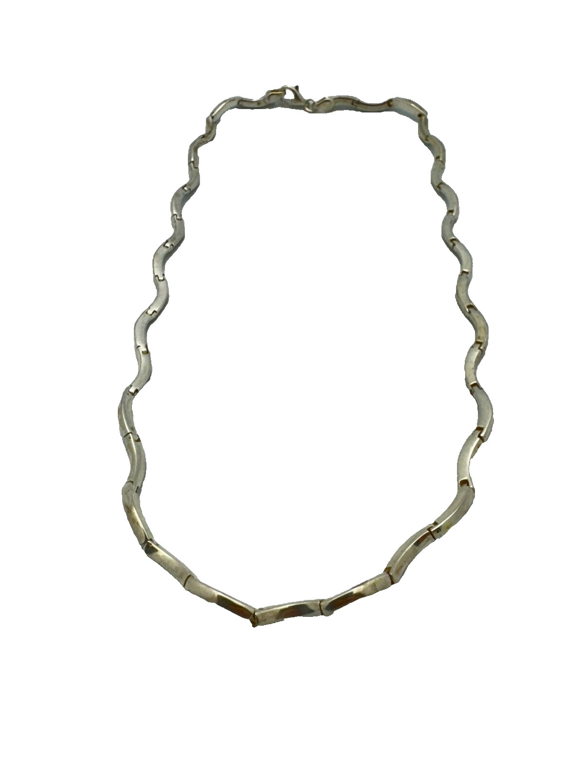 Sterling Silver 2.5mm Wave Design Chain Link Necklace 16.5″