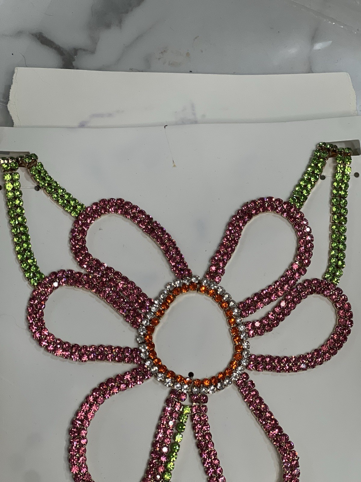 New ZARA Daisy Rhinestone Statement Necklace Special Occasion Unique Y1114e