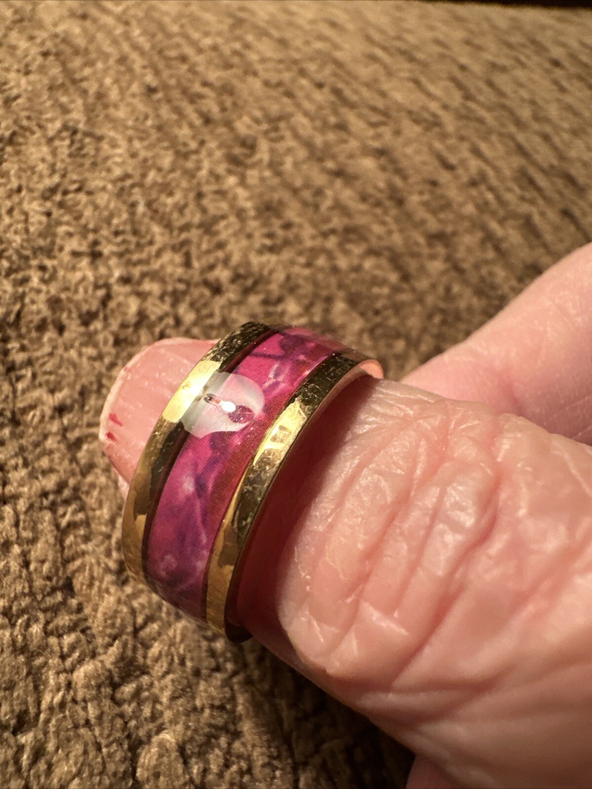 Love This Retro Pink And Blue Stainless Steel Gold Ring In Size 7
