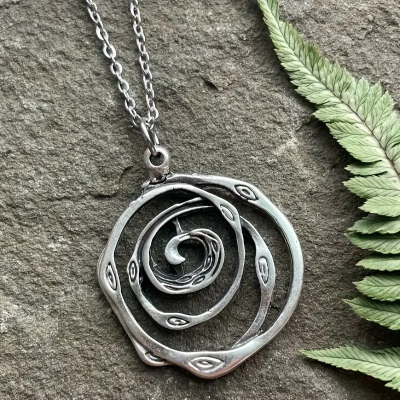 Rose Spiral Love Jewelry Vintage Silvery Retro Silver Plated Pendant Necklace
