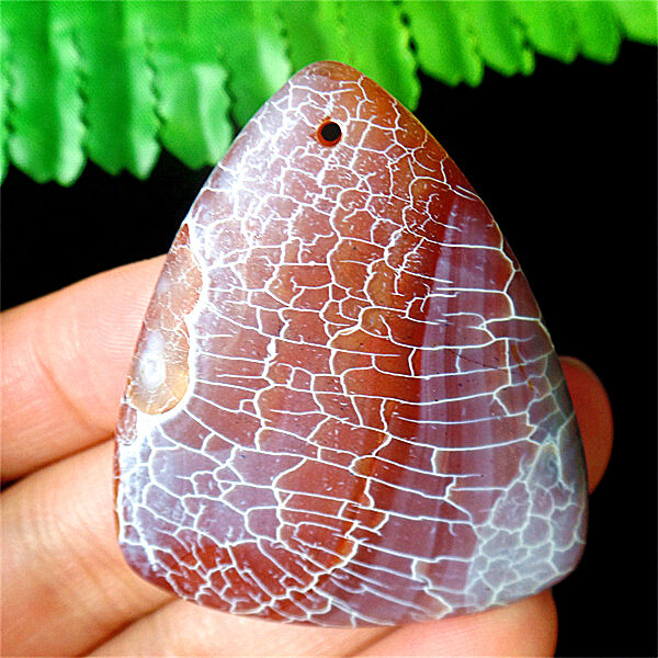 47x40x7mm Brown&White Dull Polish Dragon Veins Agate Triangle Pendant DY1614
