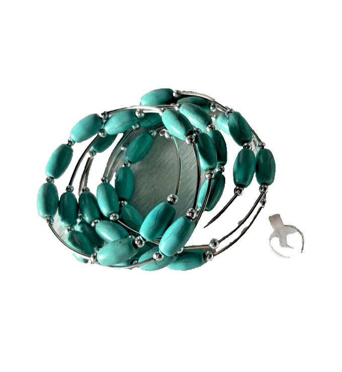 Western Womens Bracelet 52 x 1/4 in Turquoise Spiral Wrap Cuff Cowboy Adjust