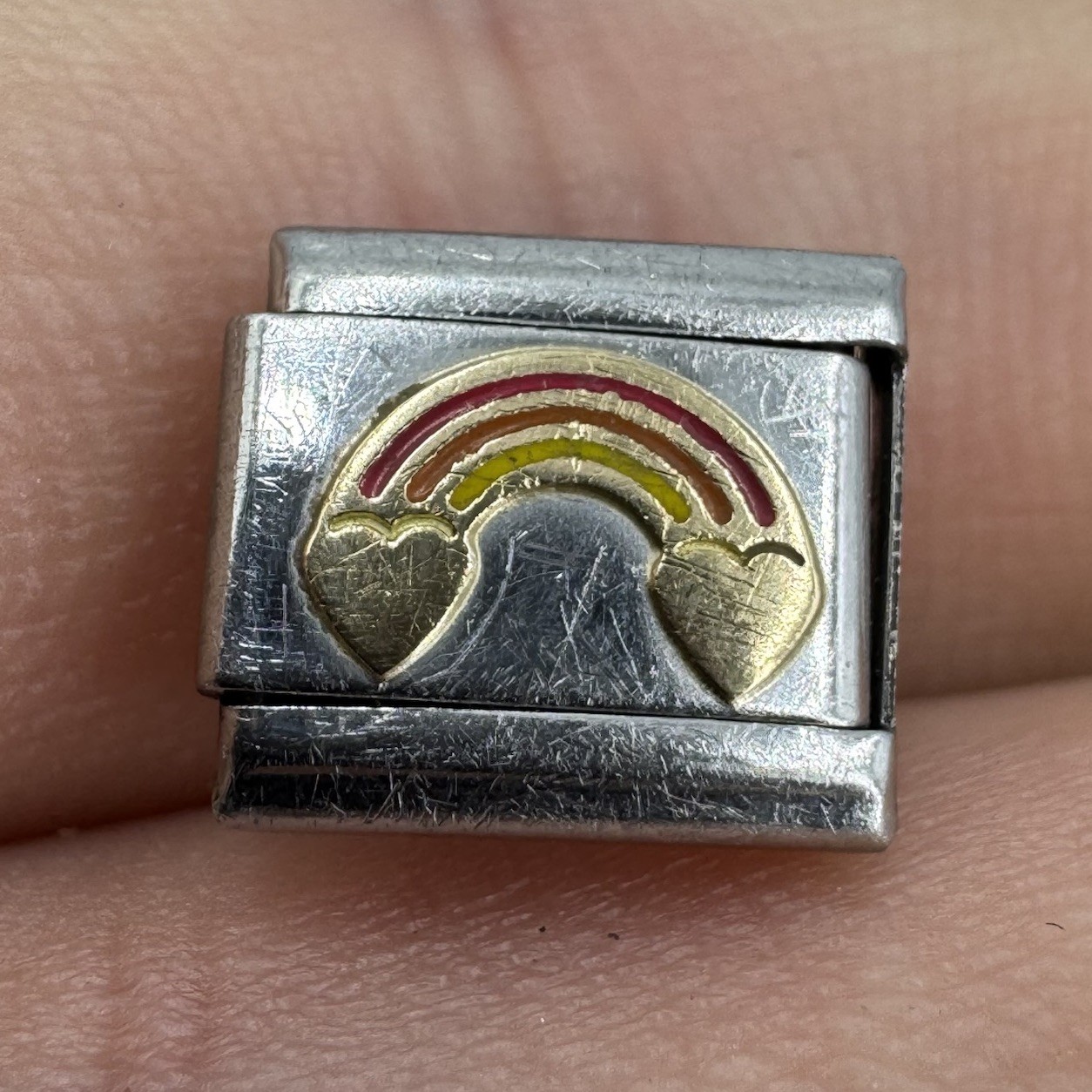 Genuine Nomination Charm Gold Plated rainbow Stainless Steel