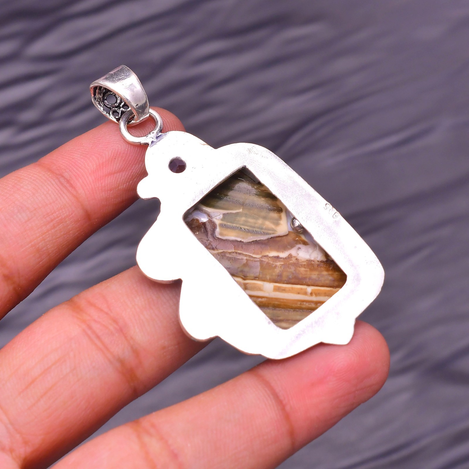 Mother OF Pearl Gemstone 925 Sterling Silver Jewelry Pendant 2.36″