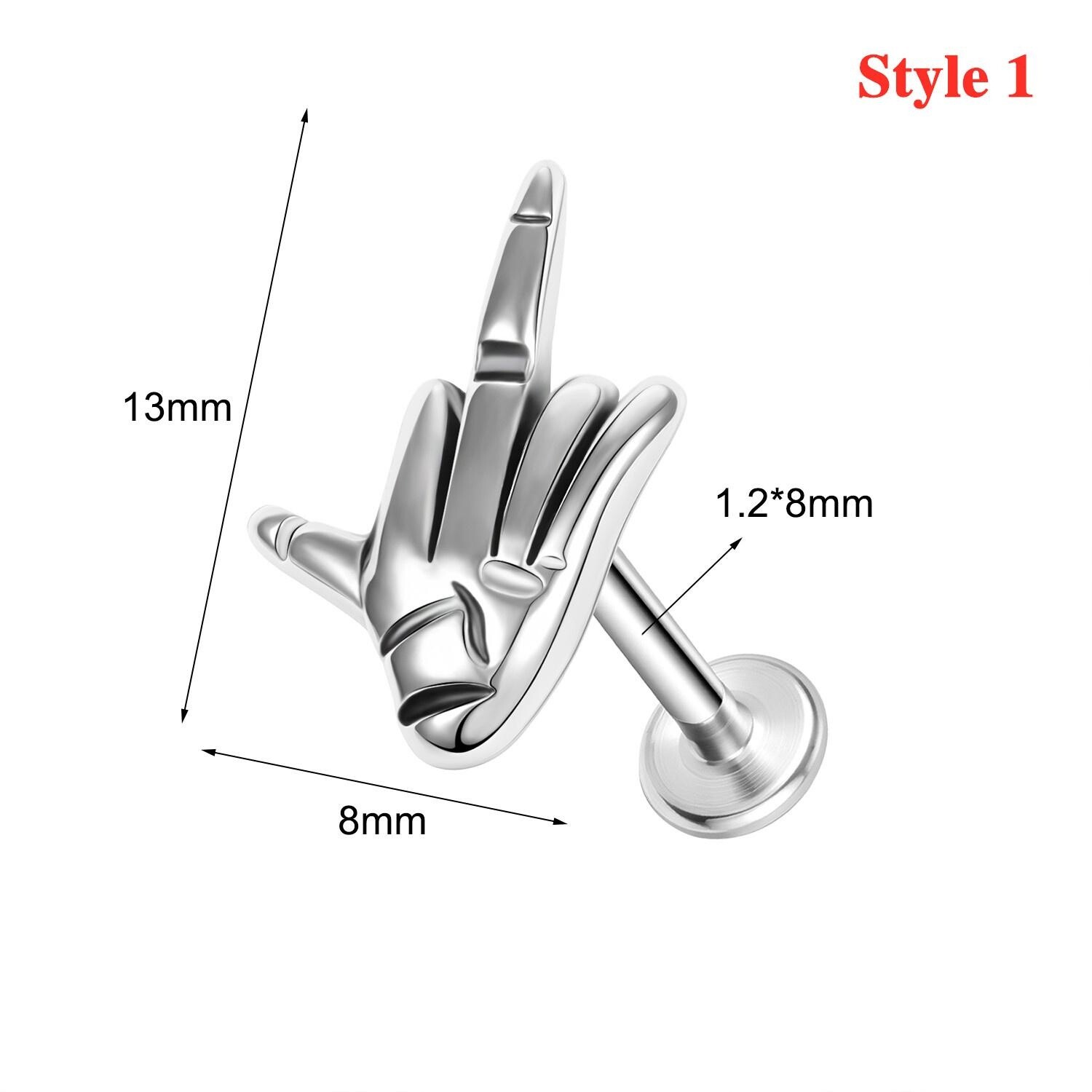 16G Stainless Steel Lip Ring Punk Skull Labret Piercing Helix Piercing Jewelry