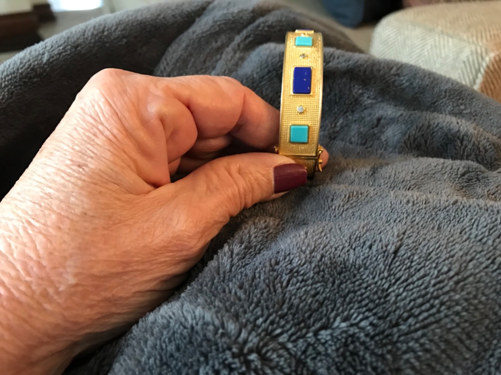 Freida Rothman Brick set 925SS with square turquois, lapis and bezel clear cz