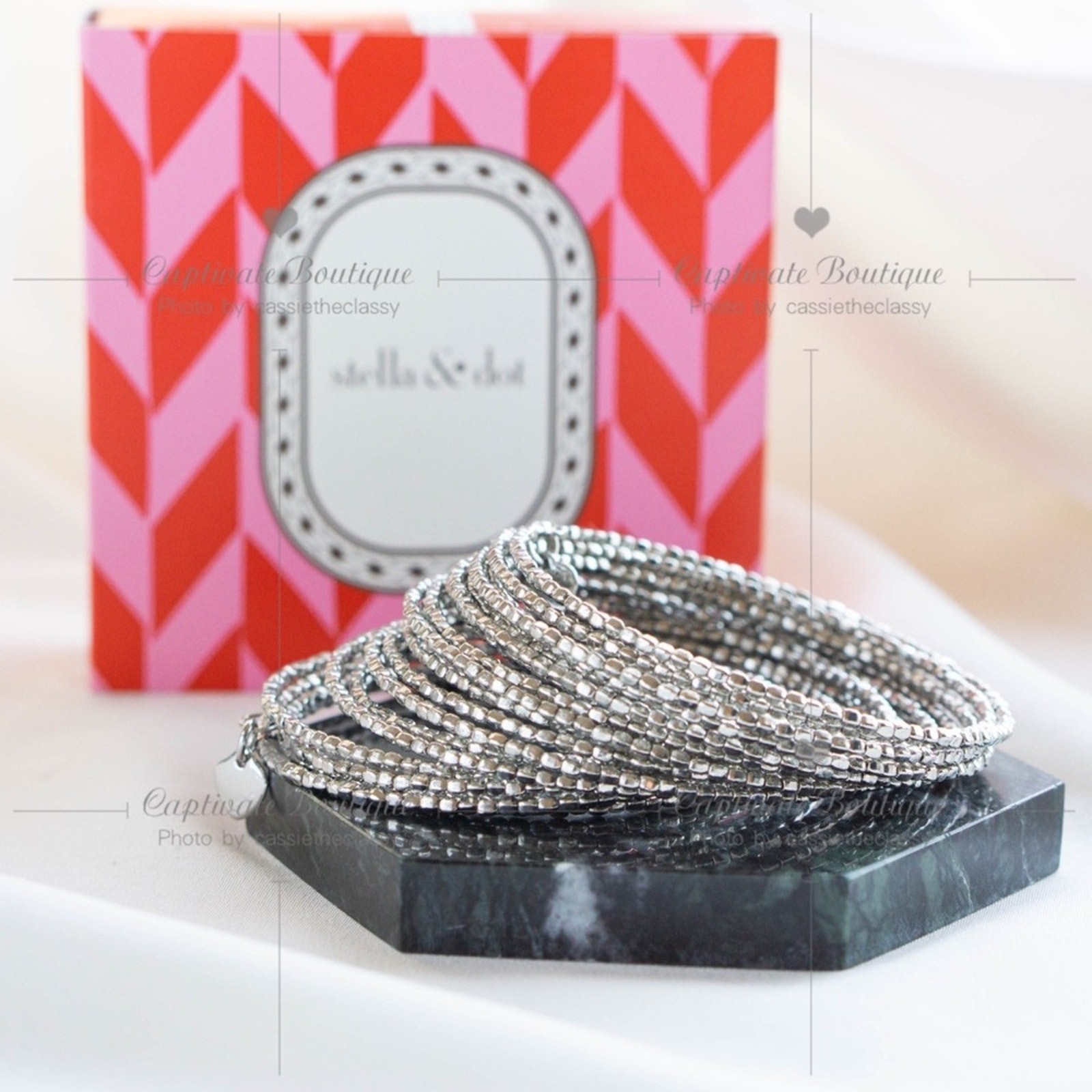 Stella & Dot Bardot Spiral Bangle Bracelet Silver