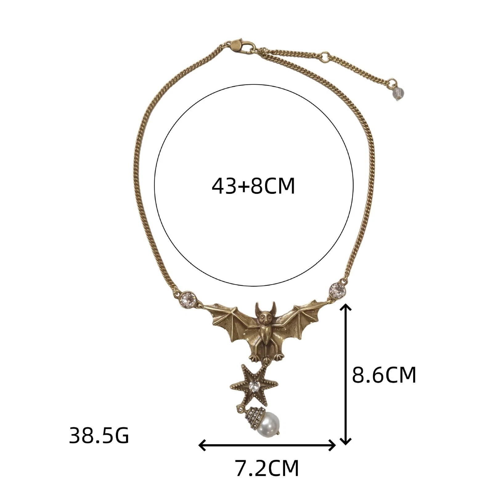 Bat Necklace Gothic Six-Pointed Star Pendant Vintage Dark Style Women’s Jewelry