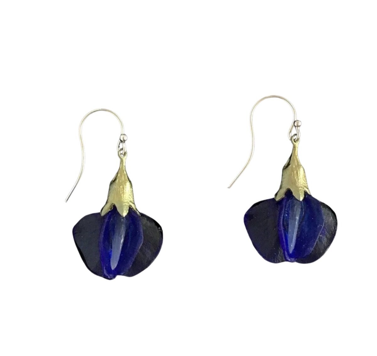 Michael Michaud False Indigo Earrings Drop Handcast Botanical Jewelry Nature Gif