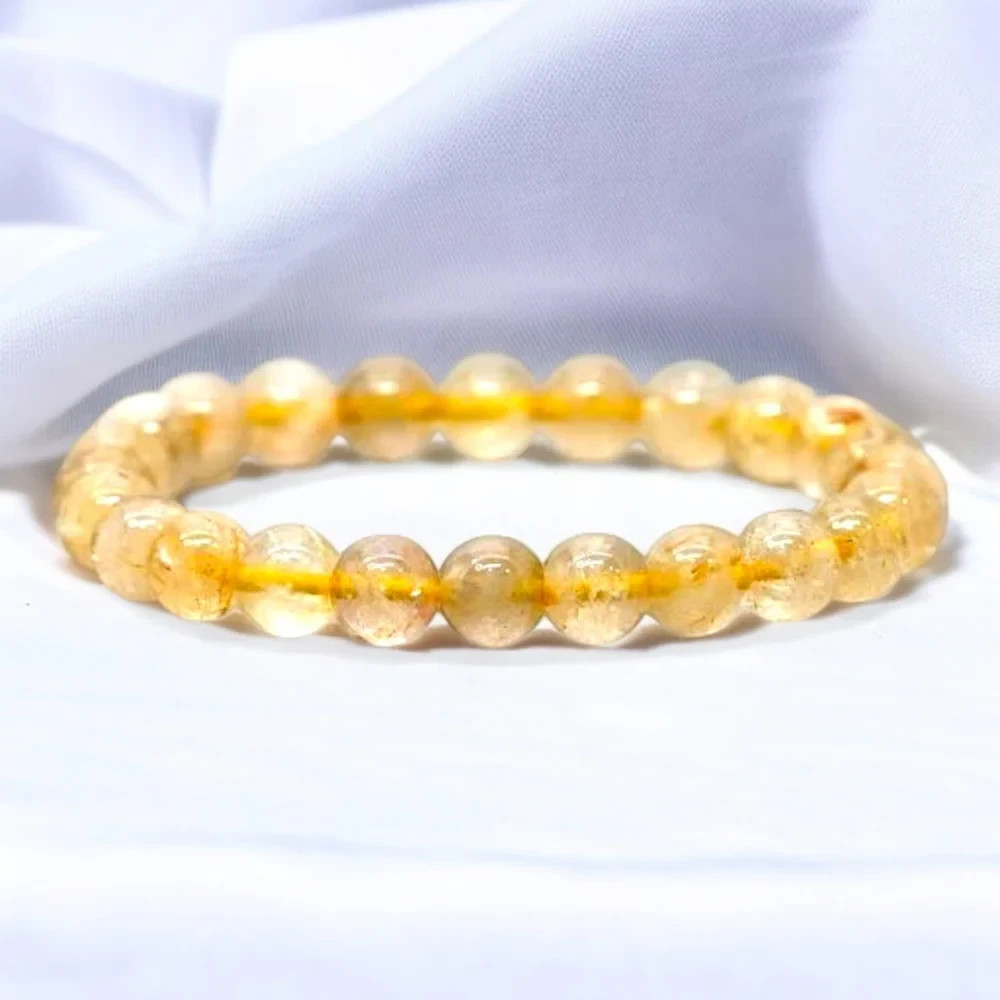 Natural Citrine 6mm Beads Healing Reiki Minimalist Success Crystal Bracelet Gift