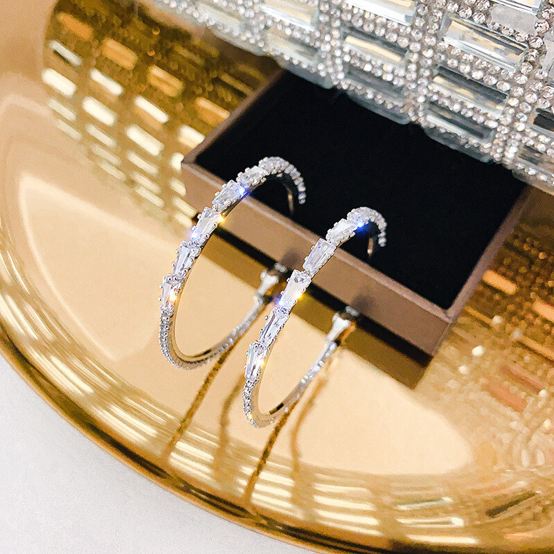 6 Kinds Of 925 Sterling Silver Earrings CZ Hoop Earrings Set For Women Jewelry
