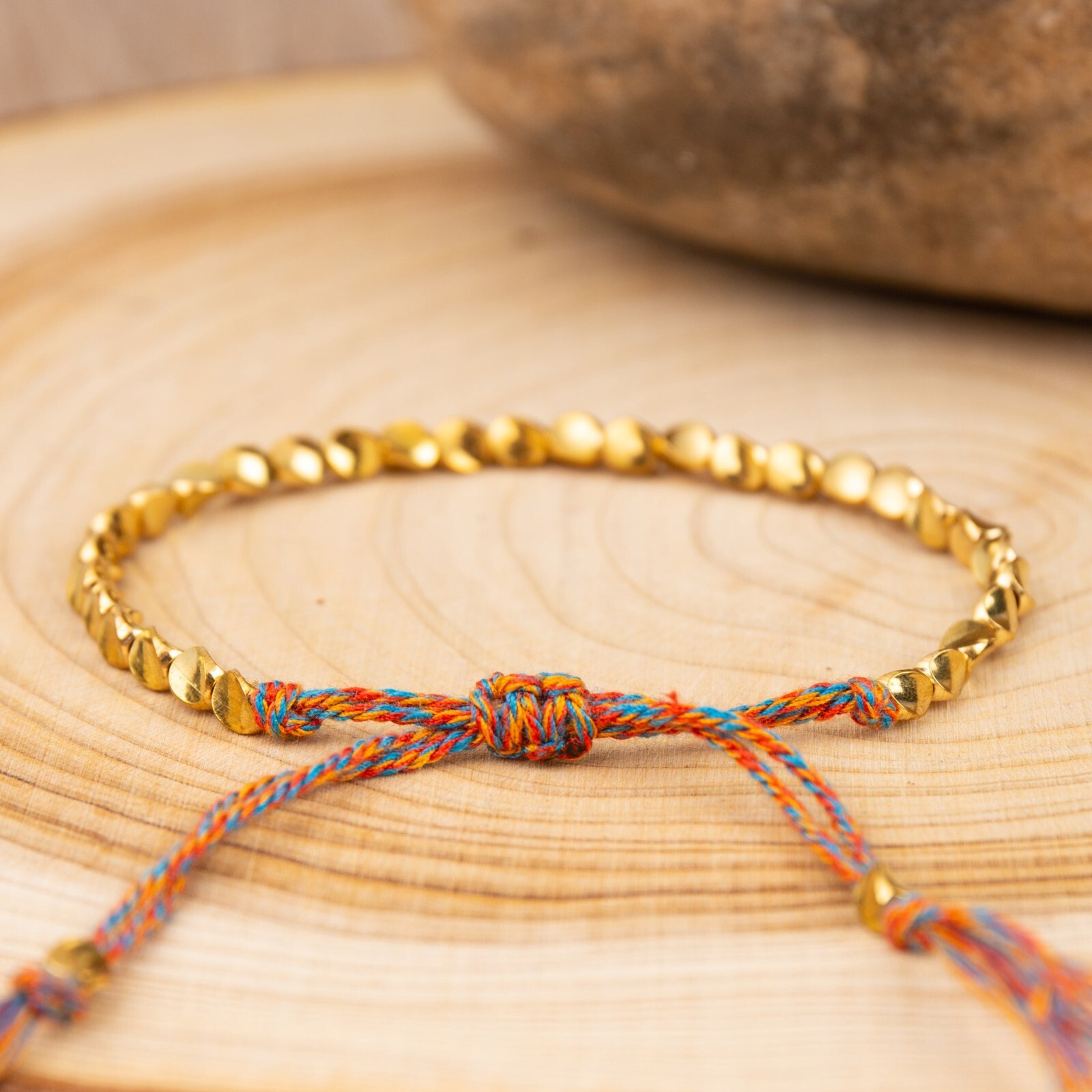 Handmade Tibetan Buddhist Braided Copper Beads Cotton String Women Men Bracelet