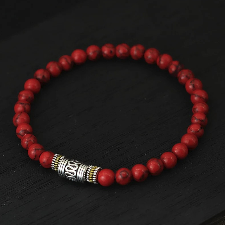 1pc 6mm Natural Stone Beaded Bracelet Unisex Yoga Meditation Lucky – NEW