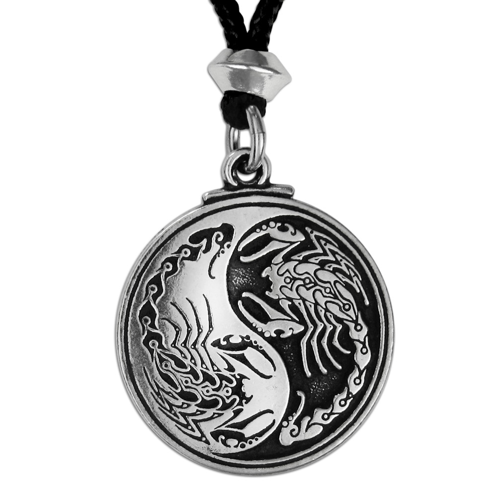Pewter Scorpion Necklace Yin Yang Pendant Symbol – Taoist Totem Yinyang Jewelry