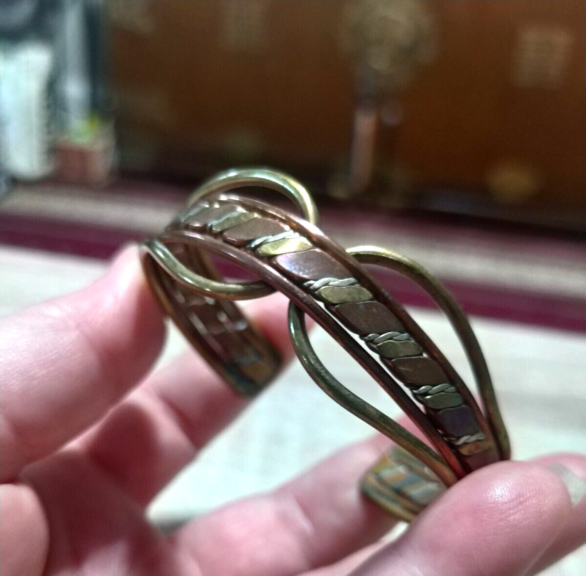 Vintage 1990s brass and copper wrist bracelet. tritone