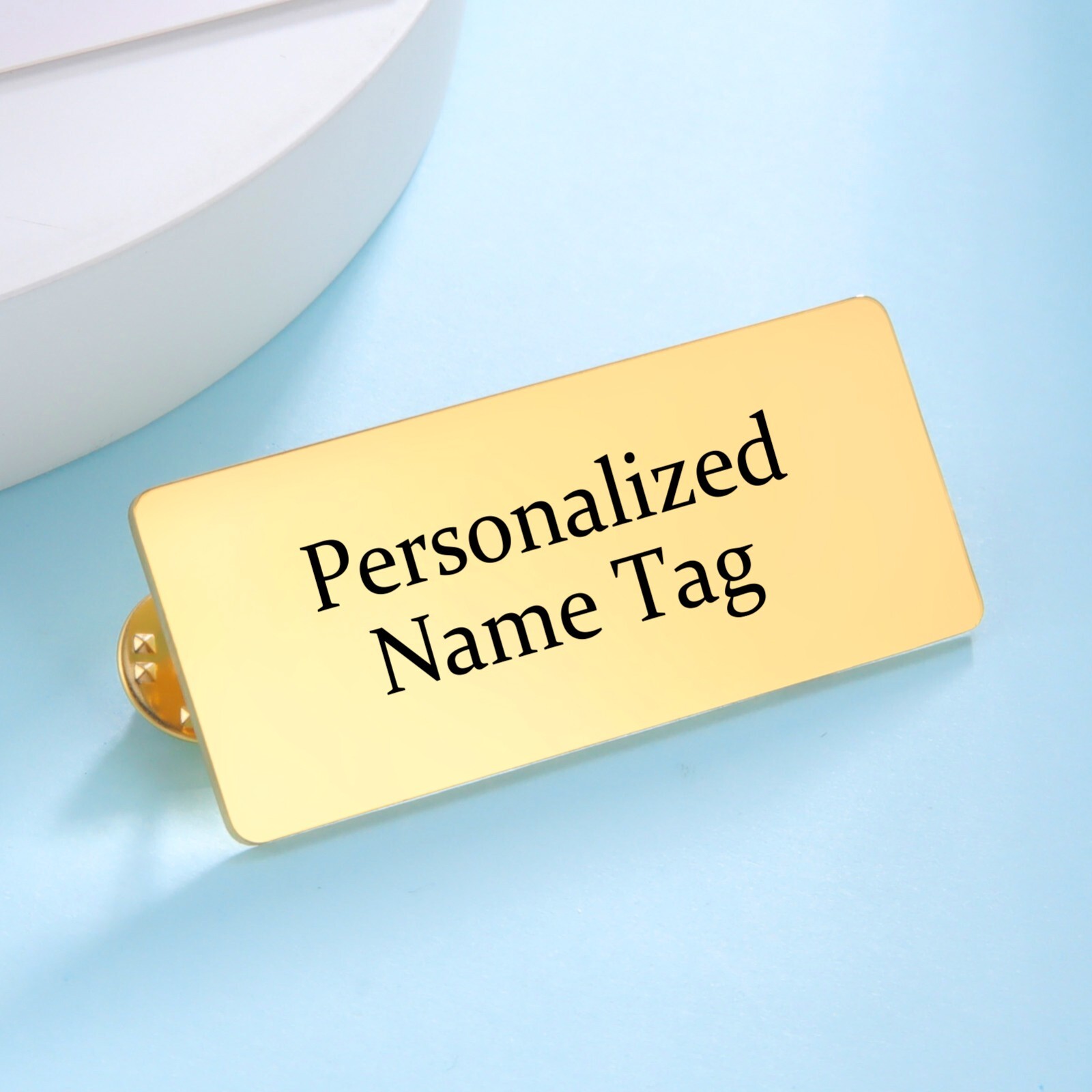 Custom Rectangle Name Lapel Pin Brooch Work Card Birthday Party Jewelry