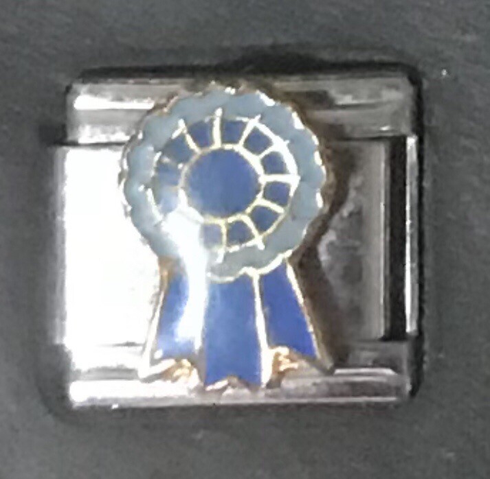 Award Blue Ribbon Enamel WHOLESALE ITALIAN CHARM 9MM K52 Style B