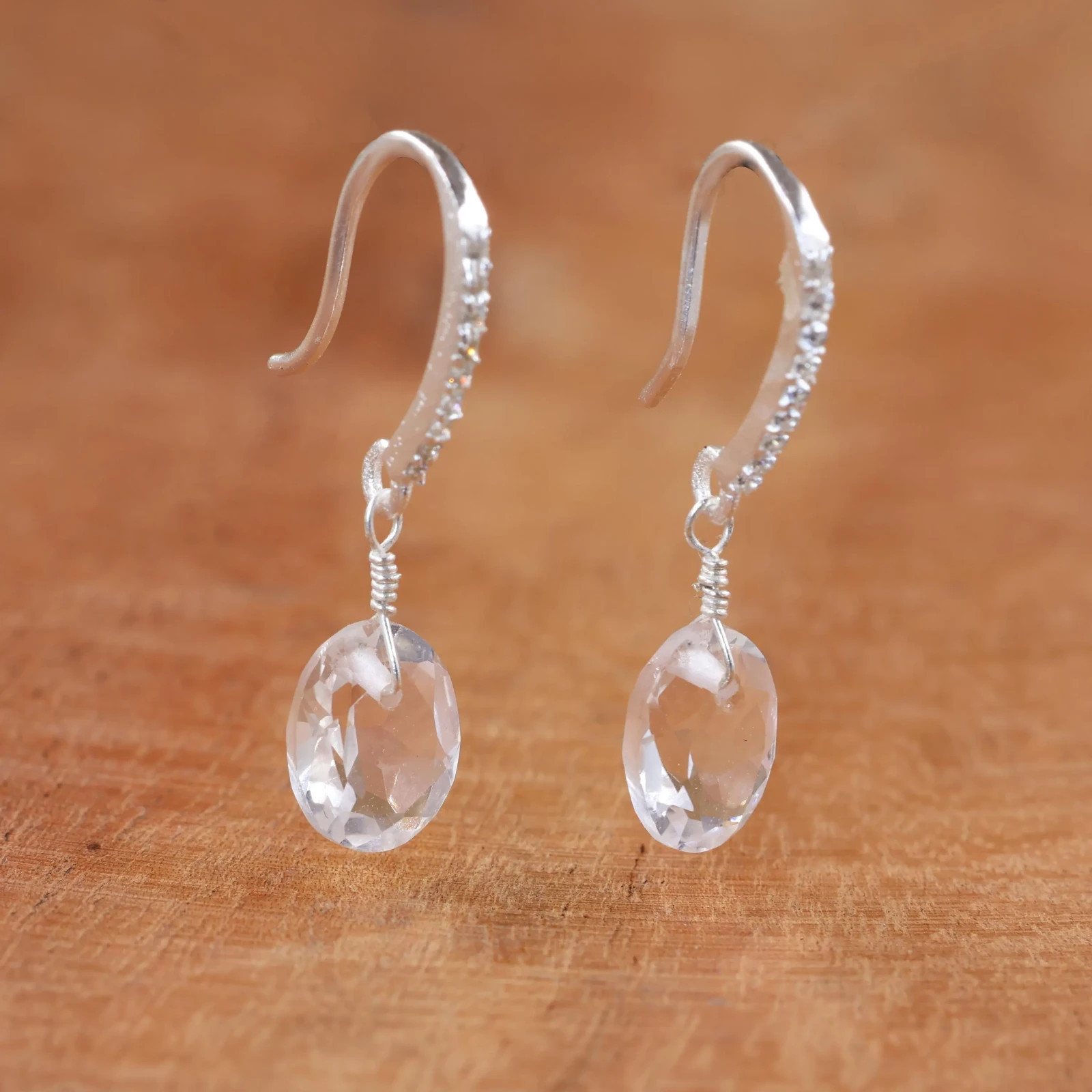 Oval Gemstone Earrings in Silver, Diamond Jewelry, Bridesmaid Gift for Her