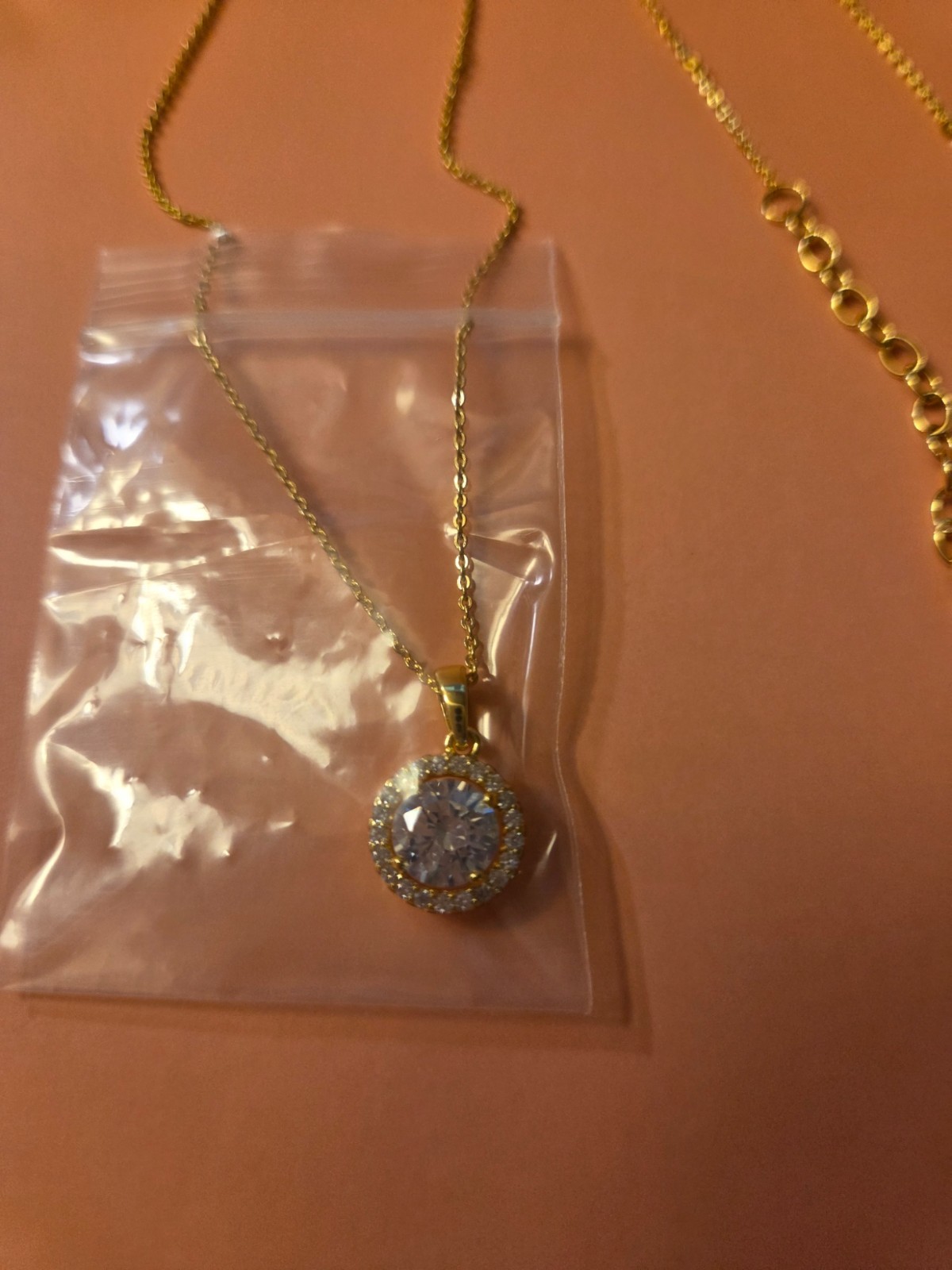 Rocksbox Kate Necklace – Cubic Zirconia – 16″ Round Gold & Clear