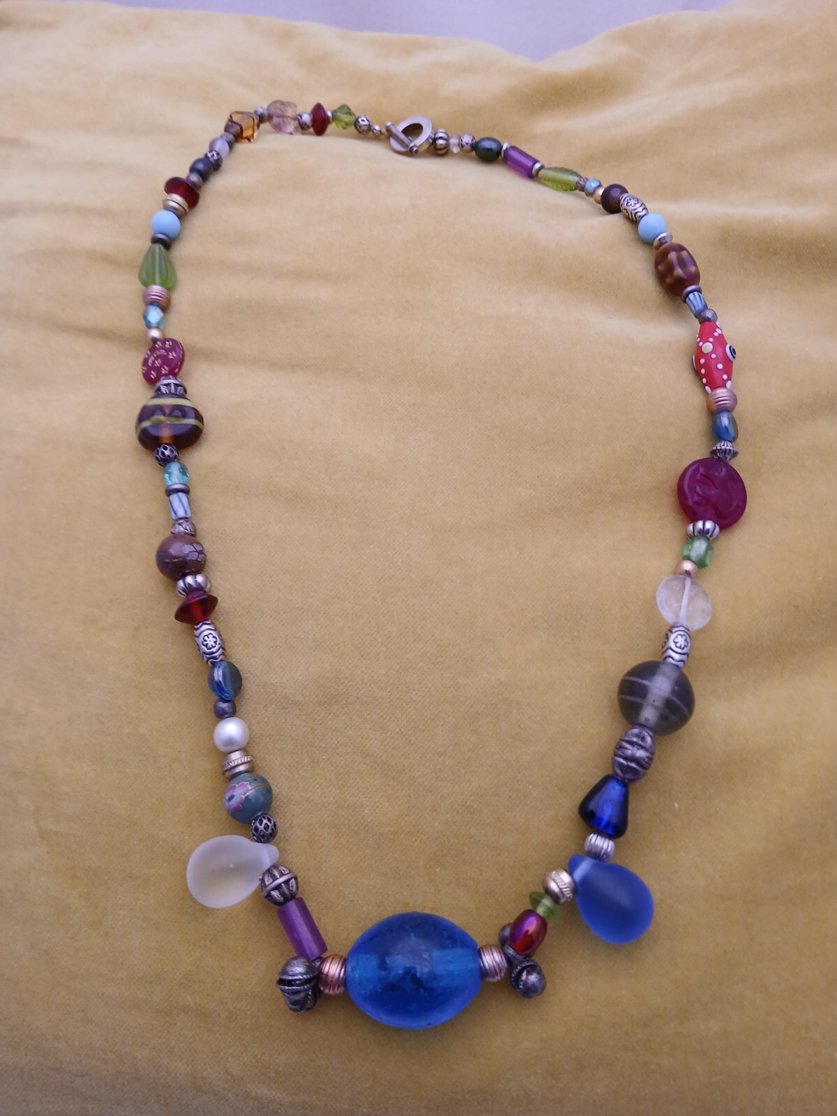 Glass Beaded Multicolor Necklace Different Shapes