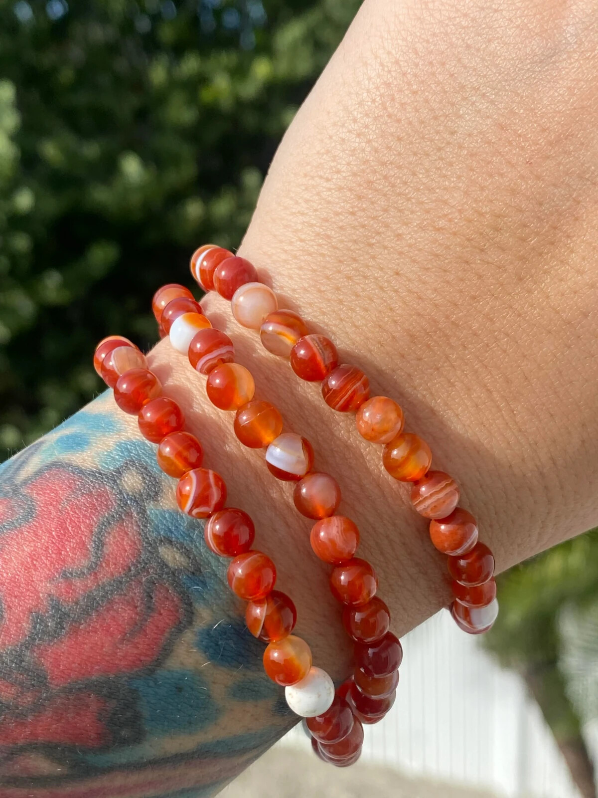 8mm Red Carnelian Gemstone Beaded Bracelet Healing Reiki Gift Unisex Good Luck