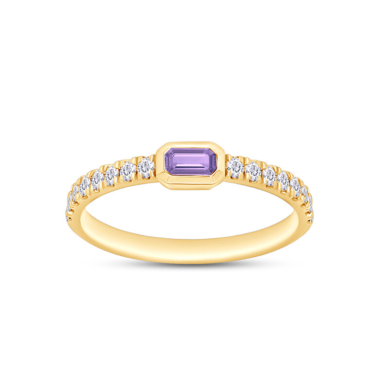 Wedding Stackable Band Ring Simulated Birthstone 14K Yellow Gold Plated Sterling