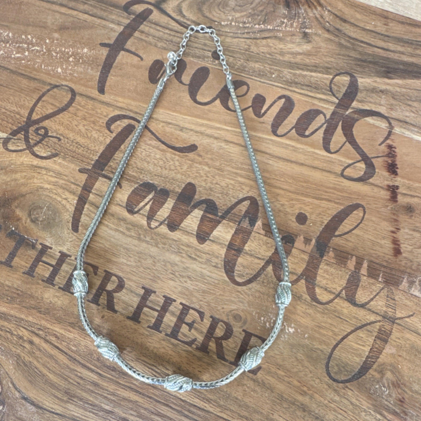 Silver Tone Necklace Spiga Wheat Chain – Fashion Jewelry- Ships free!