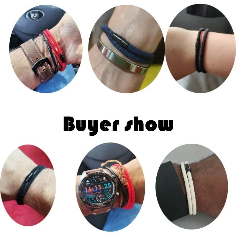 Simple Style Men’s Rope Bracelet Double Layer Thread Fabric Casual Accessory