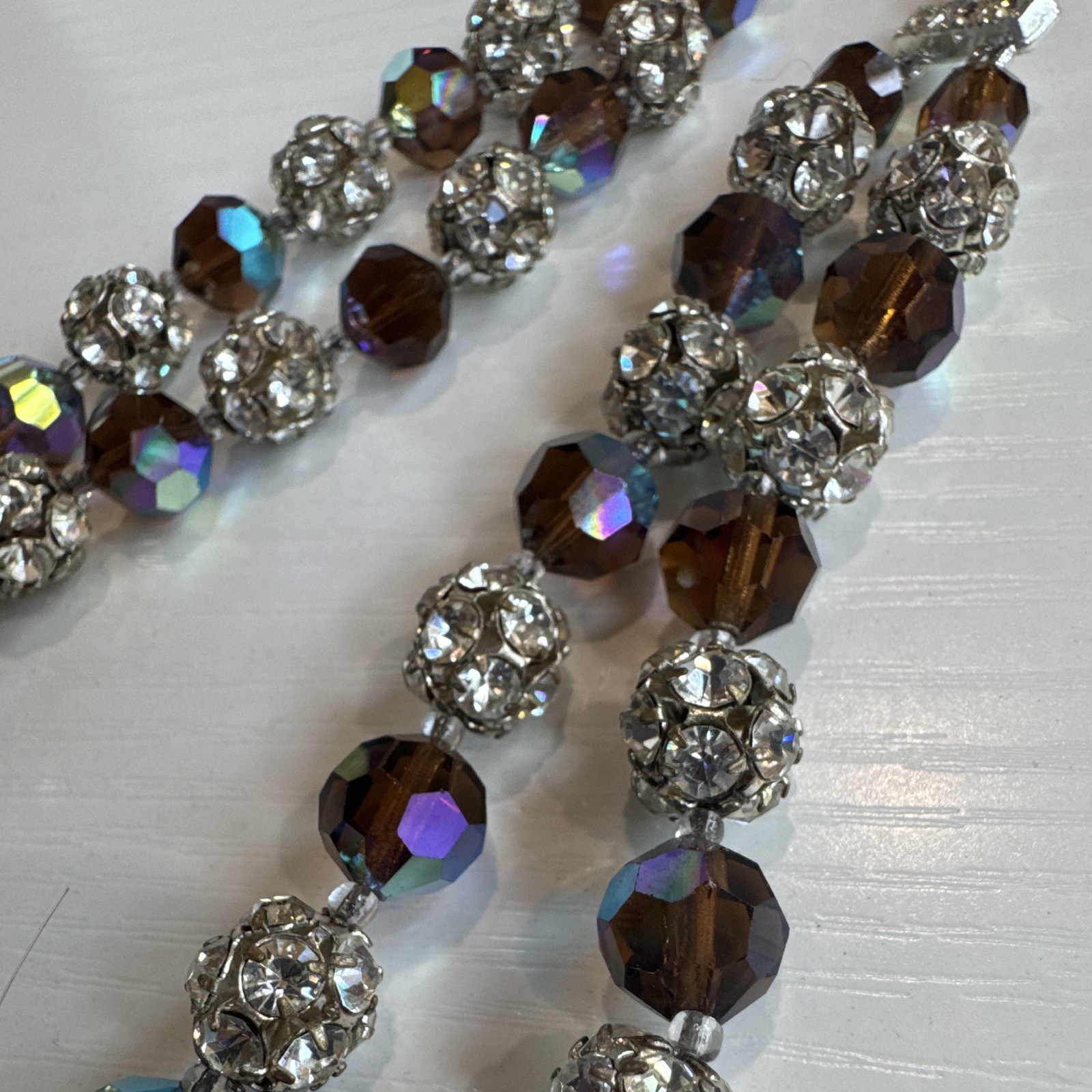 Vintage aurora borealis crystal rhinestone necklace