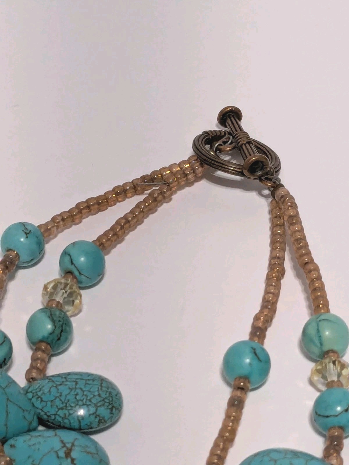 Layered Cluster Howlite Necklace With Multicolor Glass & Acrylic Beads. BOHO