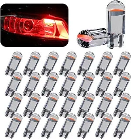 30-Pack 194 LED Car Light Bulbs, 0.36W 12V T10 6000K COB Interior B Style: RED