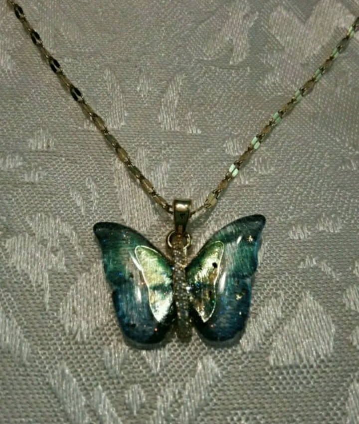 Blue-green Butterfly Pendant necklace
