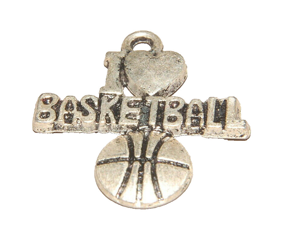 I Heart Love Basketball Sports Charm Tibetan Silver J1256