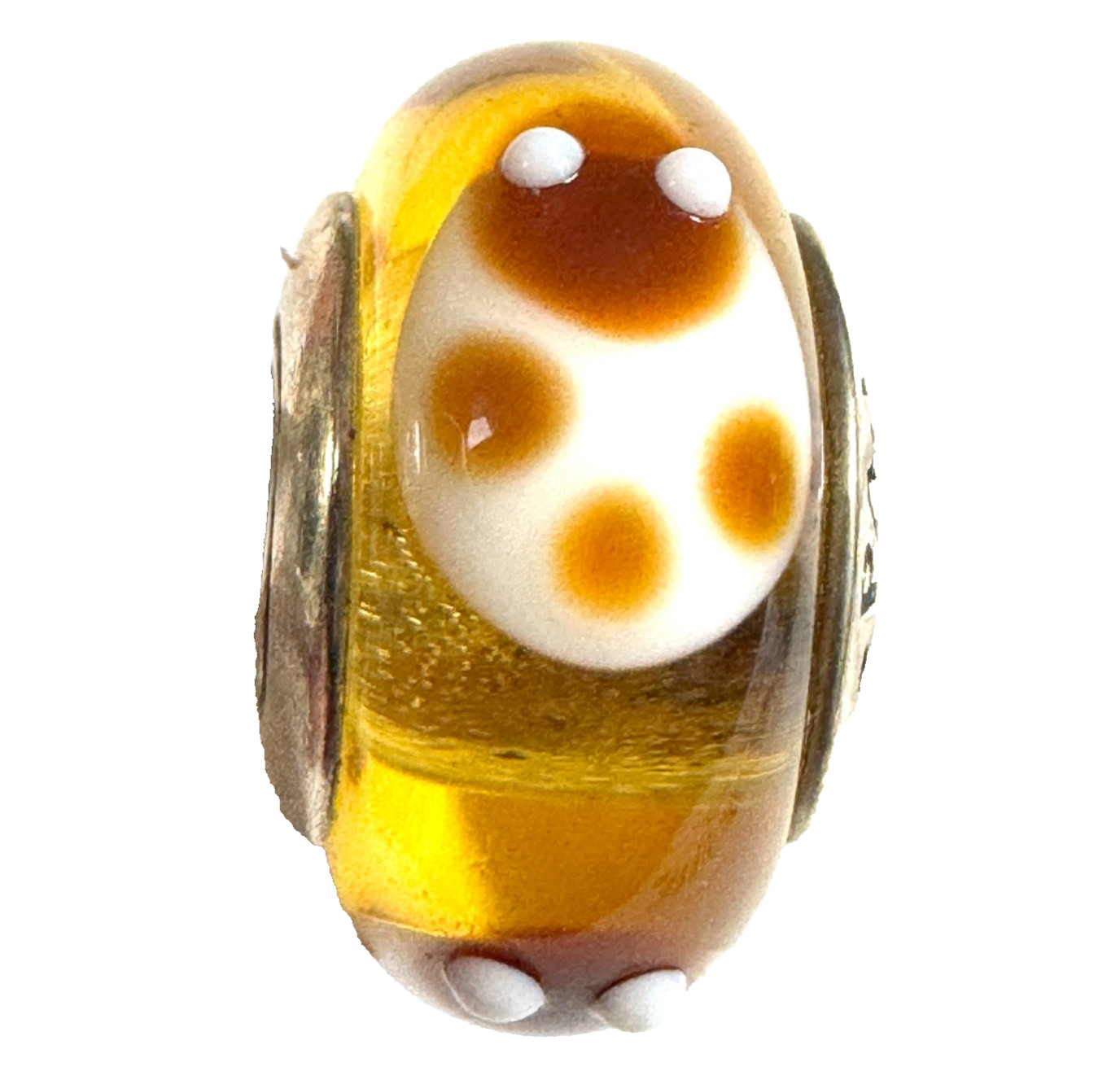 PANDORA Retired Sterling Silver Murano Glass Gold Ladybugs Bead – 790650
