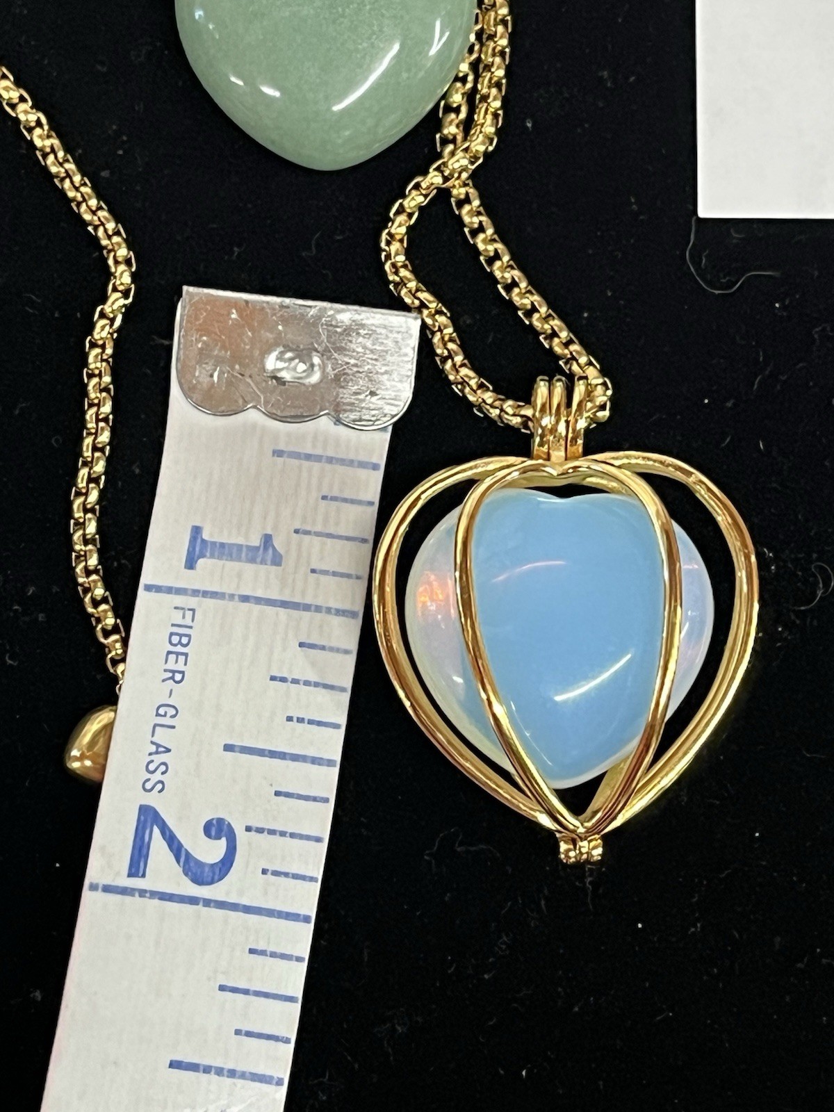KALIFANO Convertible Heart Chakra Pendant Necklace Healing Stones Gold Tone