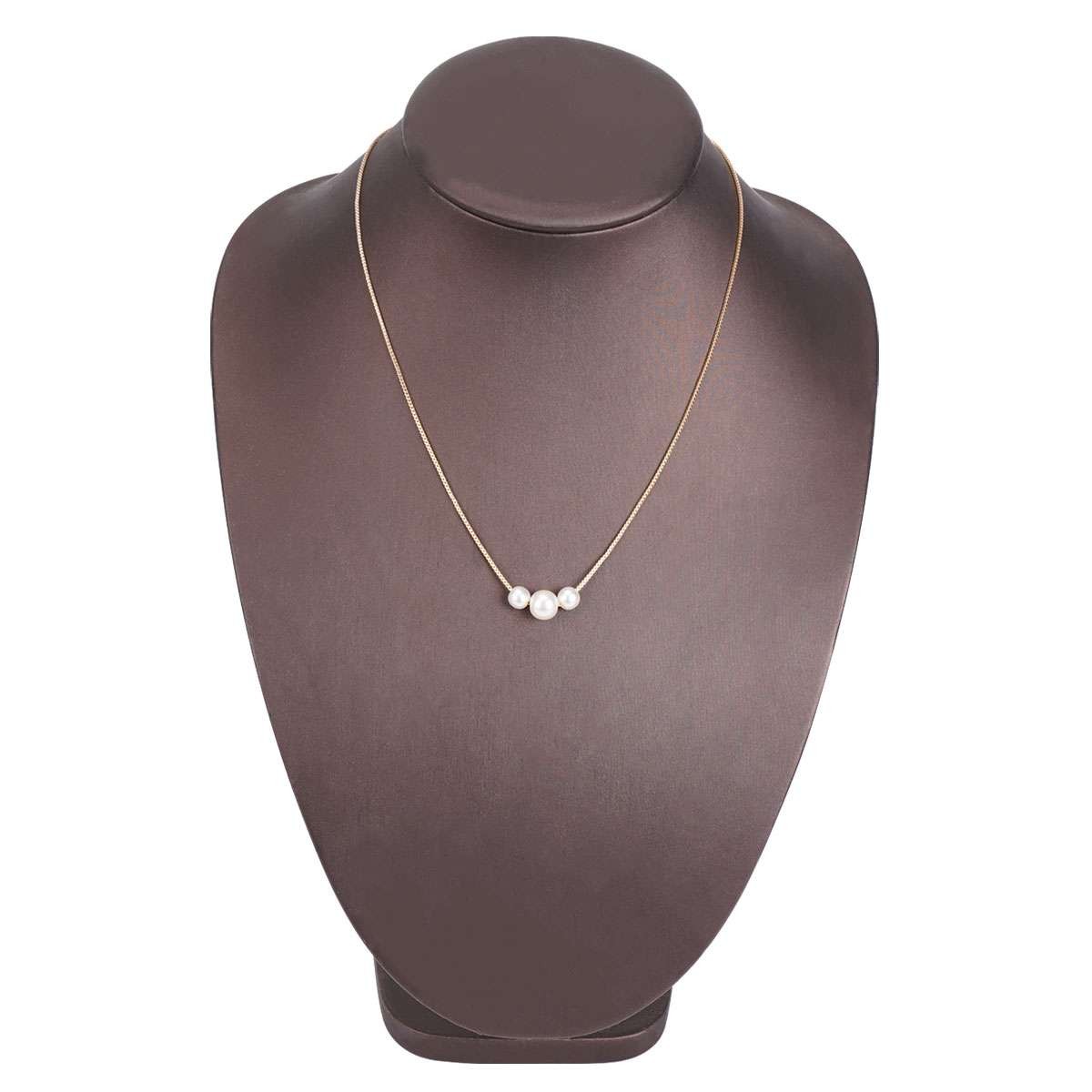 4 style Women Gold Plated Freshwater Pearl Beaded Chain Necklace 17.7in w/Box