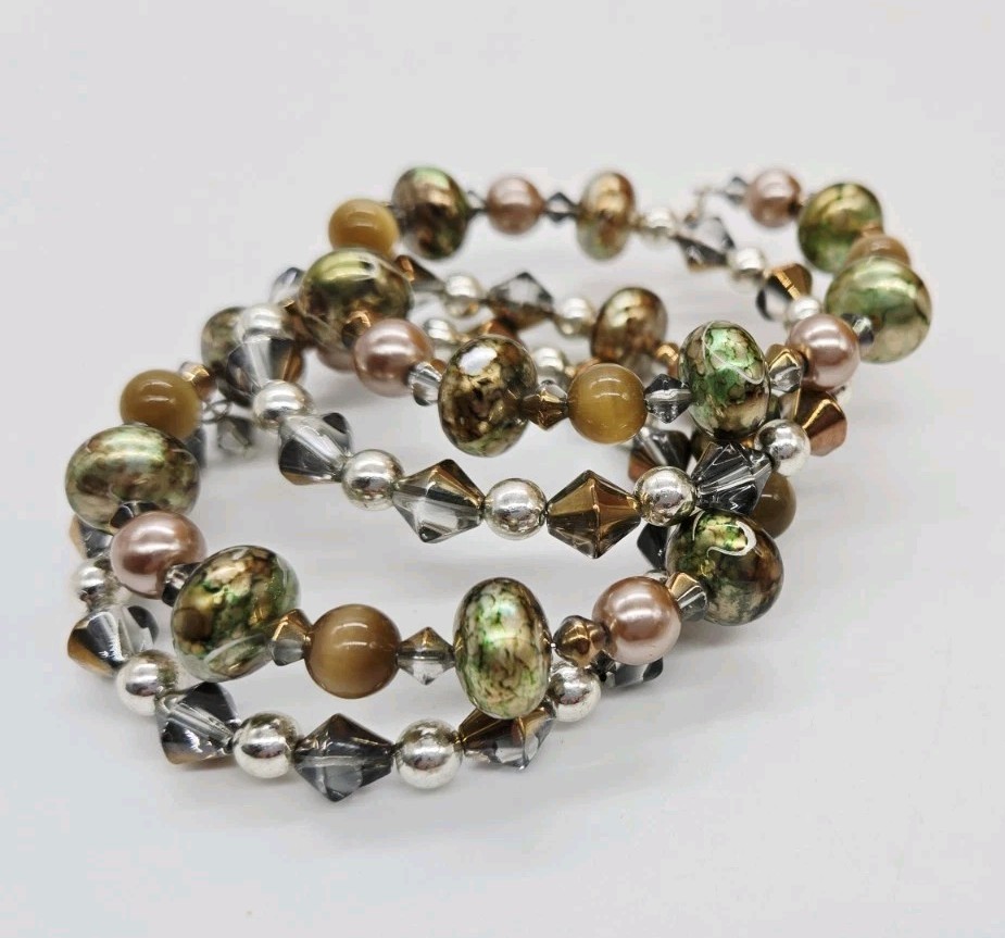 SNAKE Bracelet WIDE multi colored Beaded Wrap Around Statement Chunky Bohemian