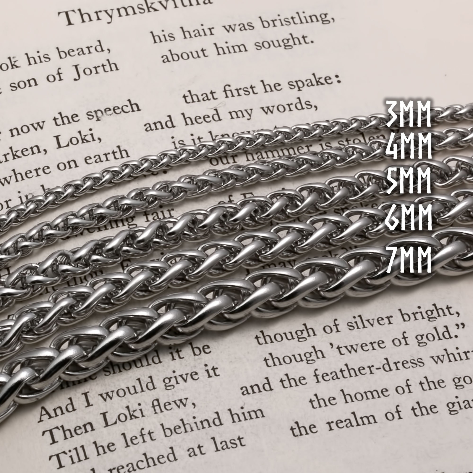 5mm Stainless Steel Chain Necklace Wheat Chain 316L