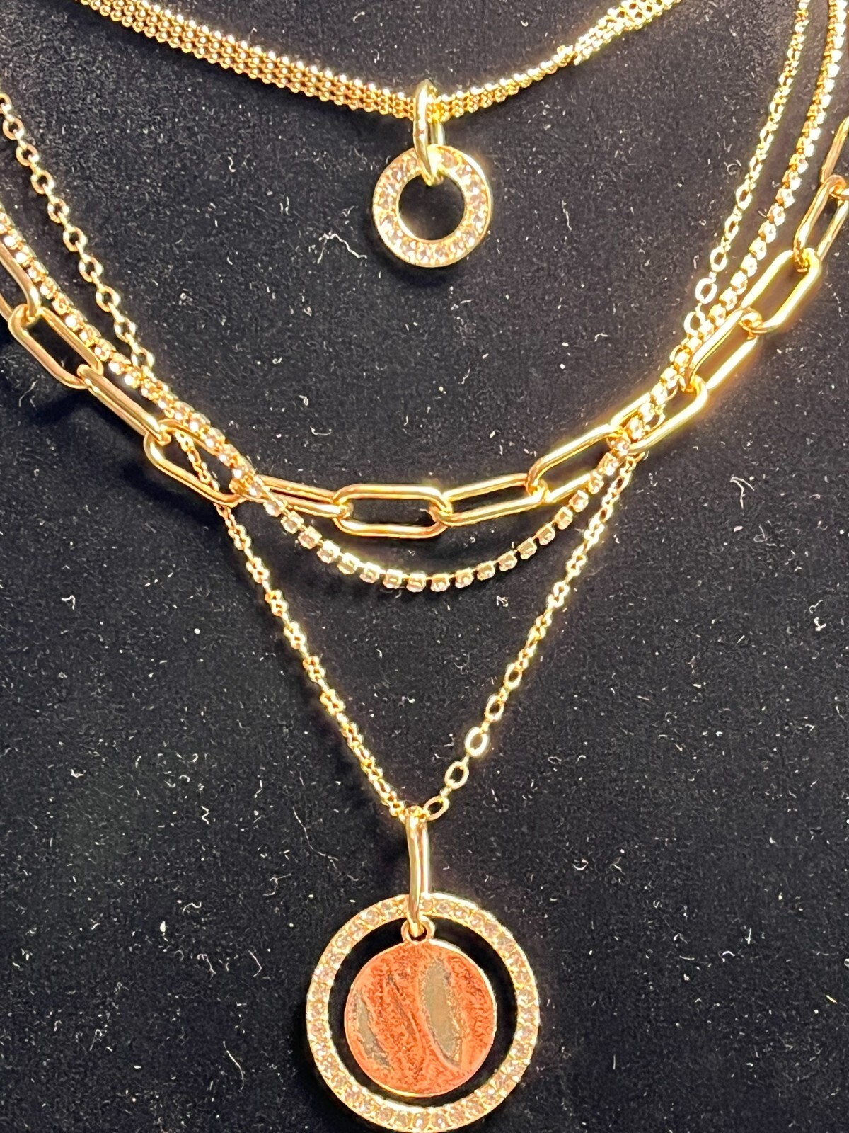 NEW Bold Elements 4 Seperate Layered Gold Tone Chain Necklaces