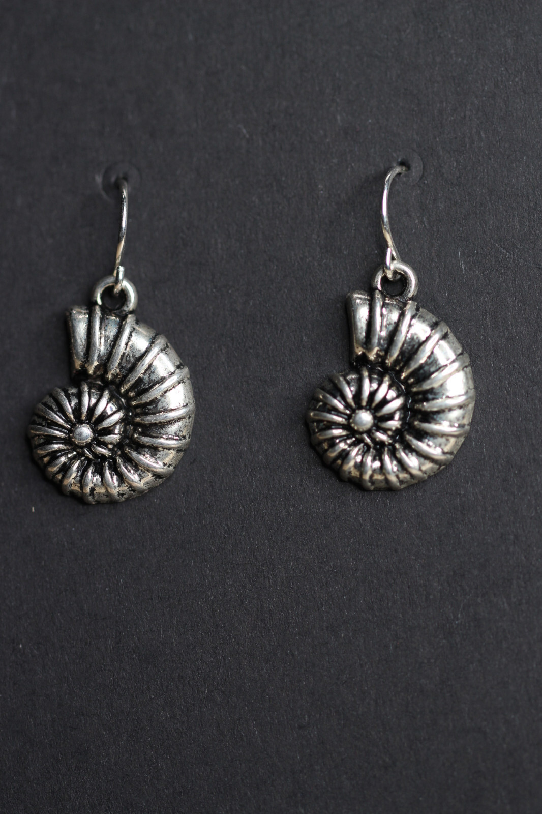 Ammonite Fossil Earrings Sea Snails 925 Sterling Silver Hooks Pewter Charms